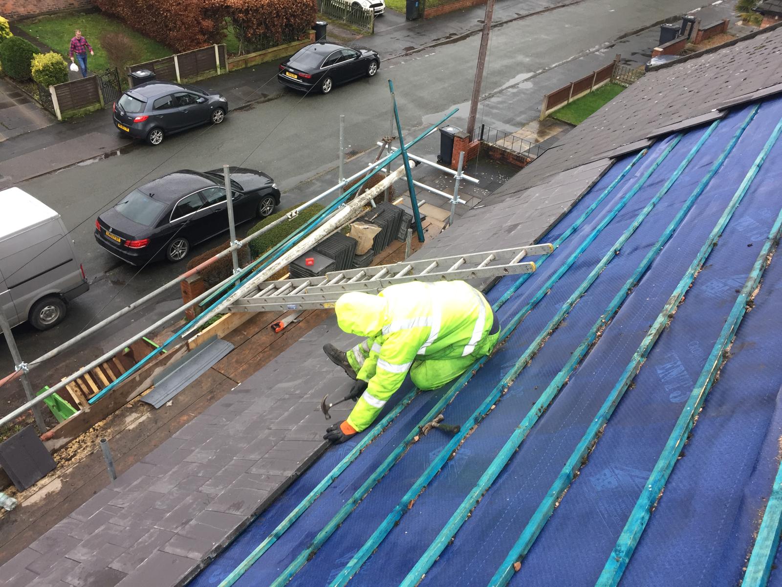 Roofer Installing Roof